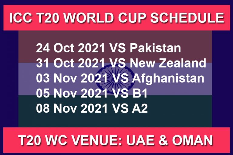 ICC Men’s T20 World Cup 2022 India Schedule Matches
