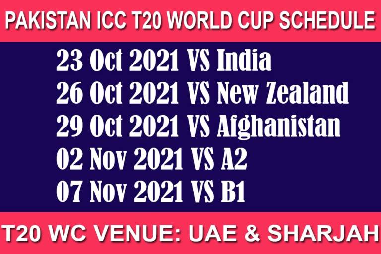 Pakistan T20 World Cup 2021 Schedule and Match