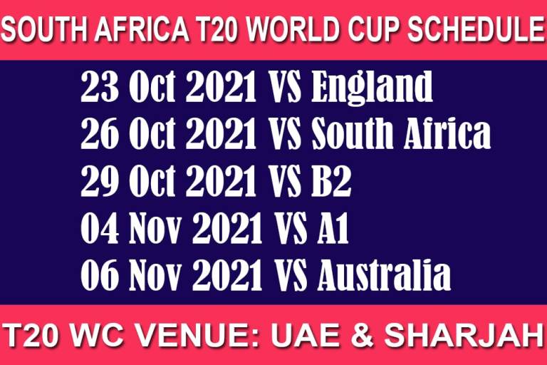 South Africa T20 World Cup 2021 Schedule